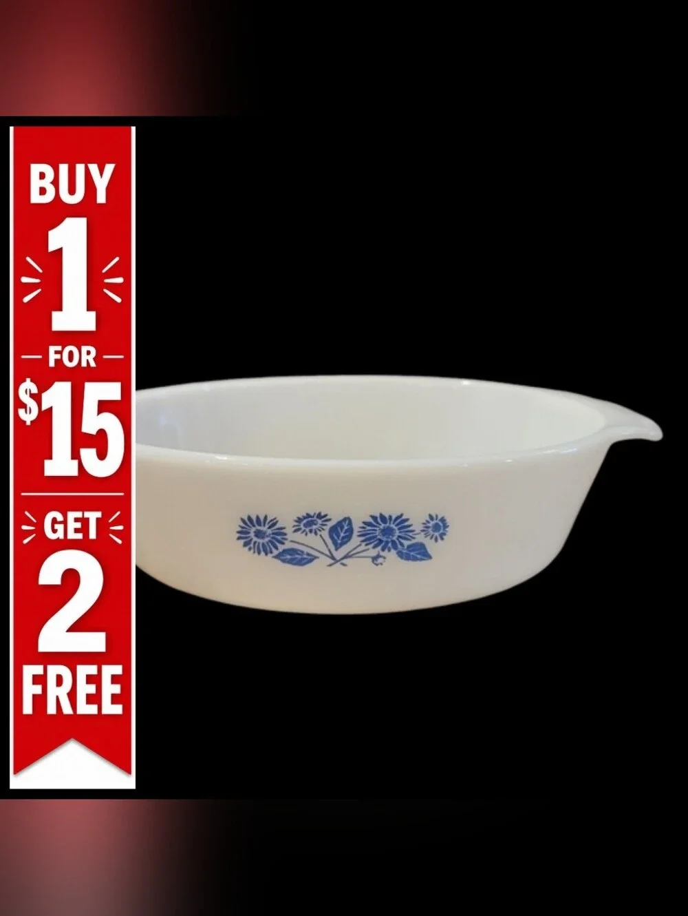 Anchor Hocking Blue Daisy Fire King‎ Casserole Dish